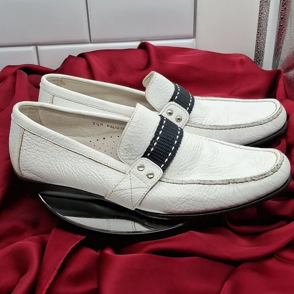 Donald J. Pliner white leather loafers made in Italy Sz 7.5 men's - Picture 2 of 5